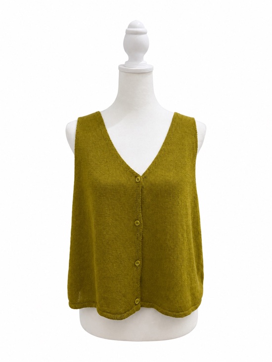 OAK + FORT Tops - OAK + FORT Olive Button-Front V-Neck Knit Tank